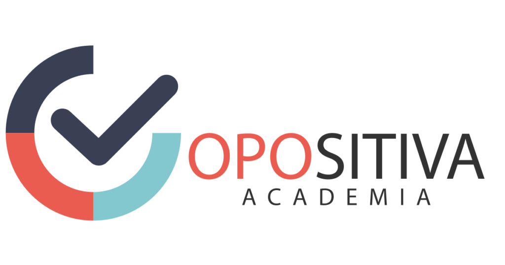 Logotipo de Opositiva Academia con un símbolo de verificación o 'check' dentro de un círculo tricolor.