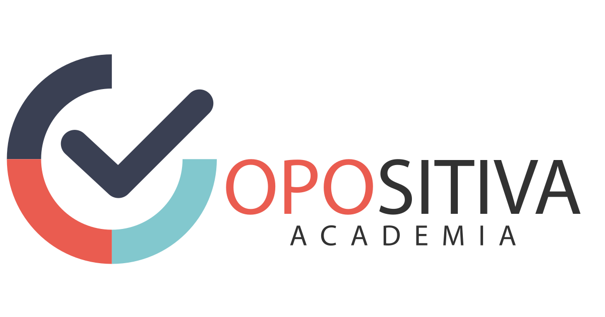 Logotipo de Opositiva Academia con un símbolo de verificación o 'check' dentro de un círculo tricolor.