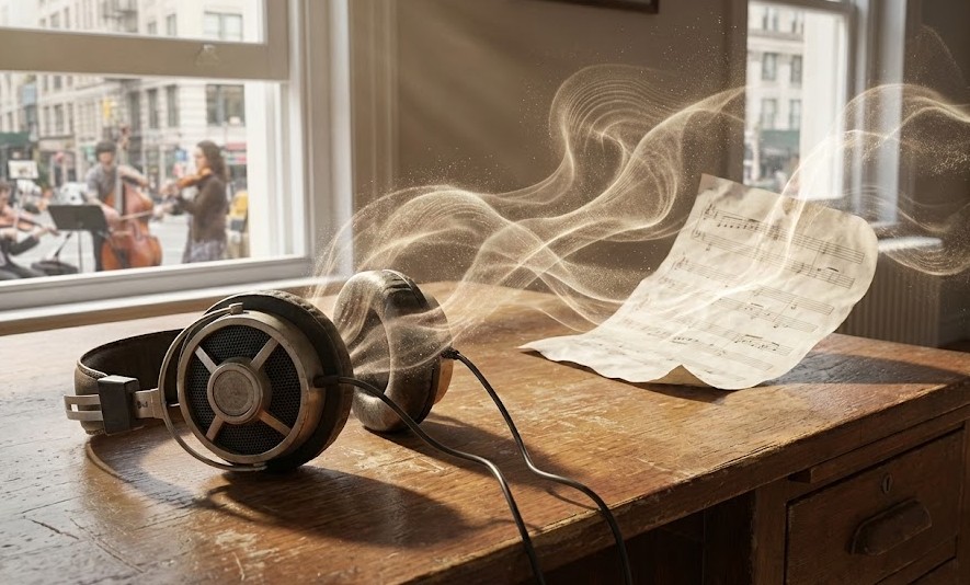 Visualización artística de la física del sonido y vibraciones musicales en el entorno natural